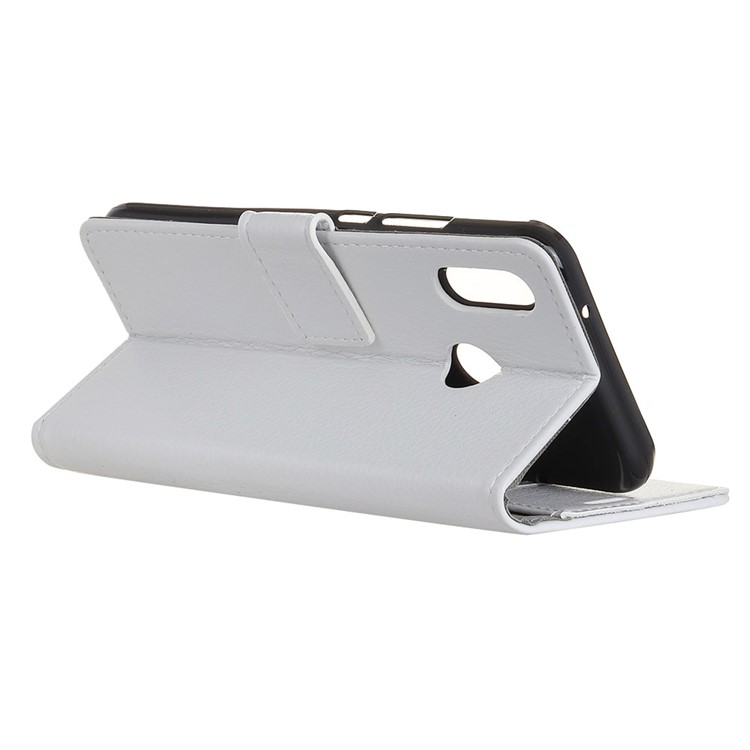 Litchi Texture Wallet Stand Leather Cell Phone Cover for Xiaomi Redmi Note 6 Pro - White-4