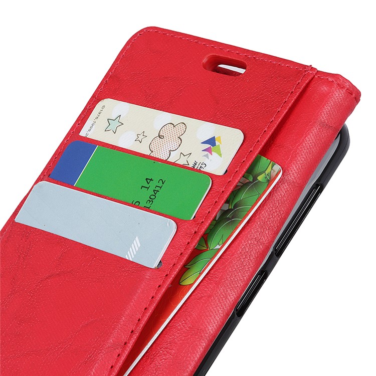 Retro Style Leather Wallet Case for Xiaomi Redmi Note 6 Pro - Red-4