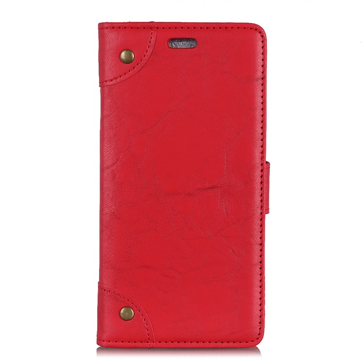 Retro Style Leather Wallet Case for Xiaomi Redmi Note 6 Pro - Red-6