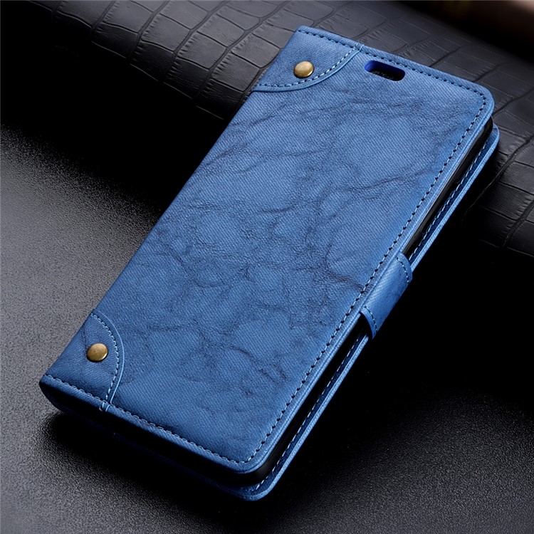 Retro Style Leather Wallet Cover for Xiaomi Redmi Note 6 Pro - Blue-10