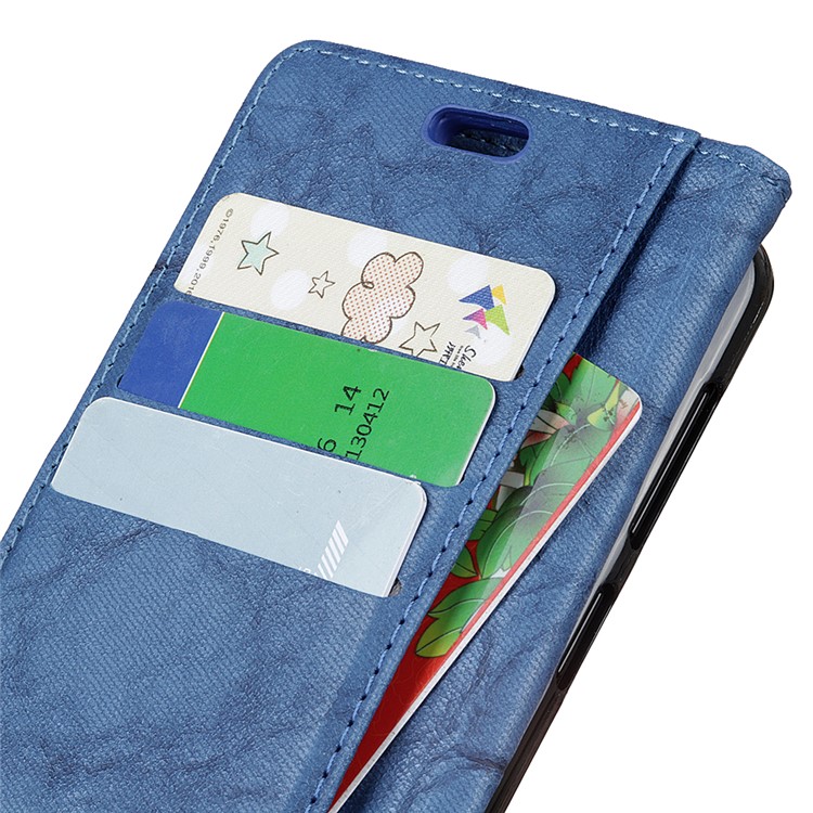 Retro Style Leather Wallet Cover for Xiaomi Redmi Note 6 Pro - Blue-4