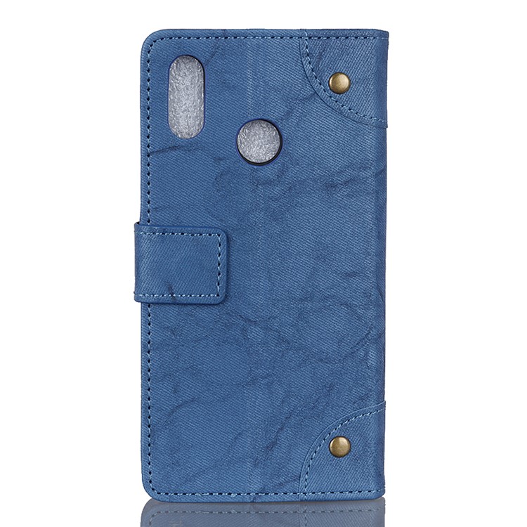 Retro Style Leather Wallet Cover for Xiaomi Redmi Note 6 Pro - Blue-7