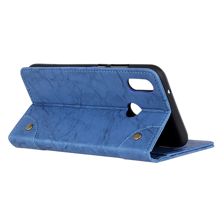 Retro Style Leather Wallet Cover for Xiaomi Redmi Note 6 Pro - Blue-9
