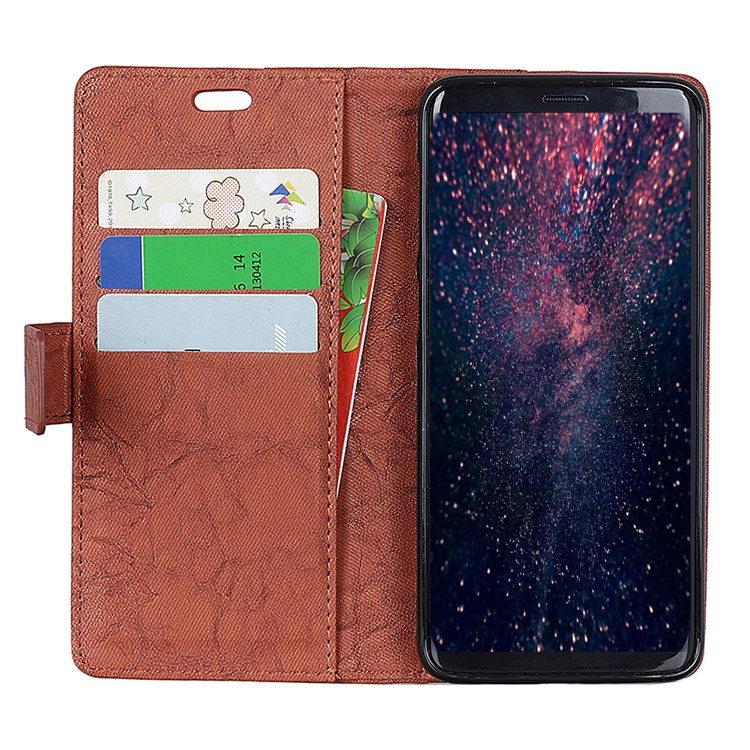Retro Style Leather Wallet Case Shell for Xiaomi Redmi Note 6 Pro - Brown-2