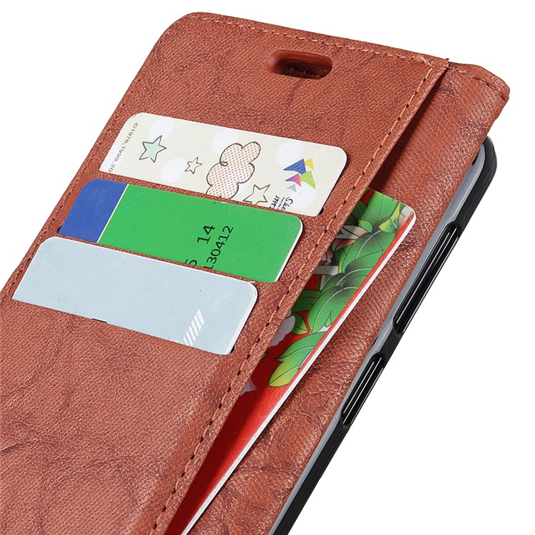 Retro Style Leather Wallet Case Shell for Xiaomi Redmi Note 6 Pro - Brown-3