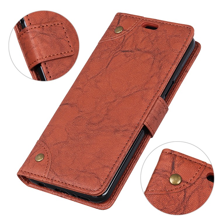 Retro Style Leather Wallet Case Shell for Xiaomi Redmi Note 6 Pro - Brown-4