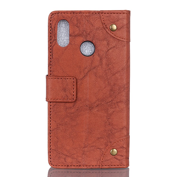 Retro Style Leather Wallet Case Shell for Xiaomi Redmi Note 6 Pro - Brown-7