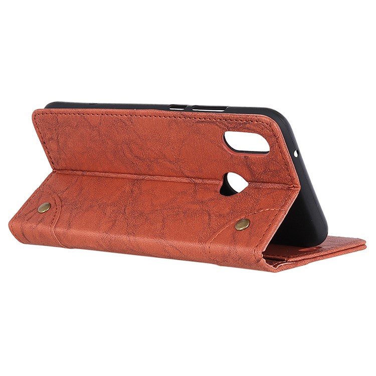 Retro Style Leather Wallet Case Shell for Xiaomi Redmi Note 6 Pro - Brown-9