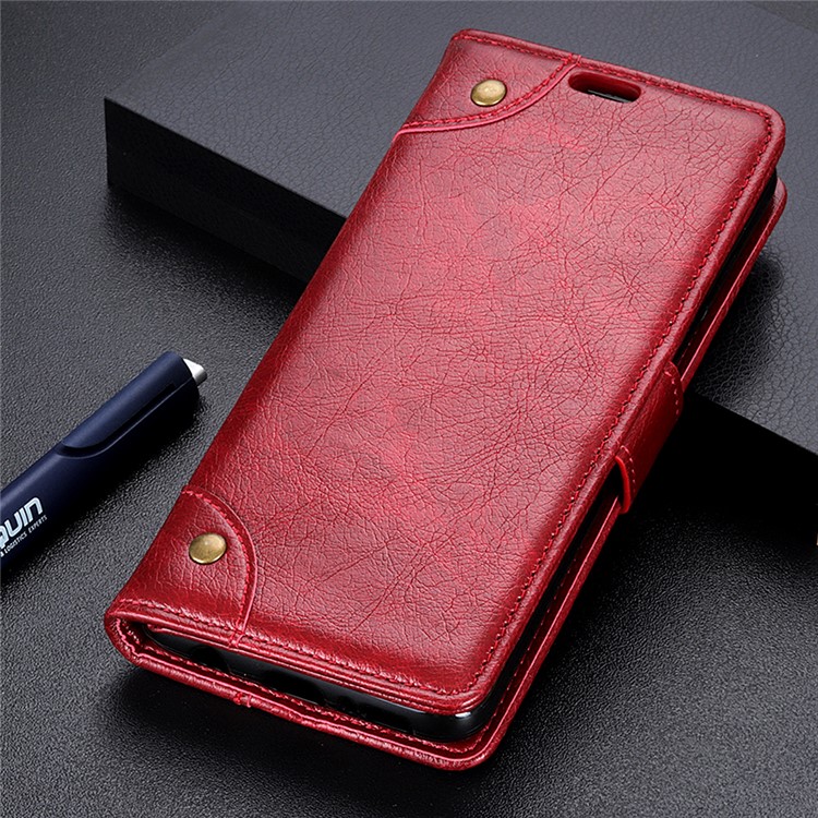 Retro Style Leather Wallet Stand Mobile Case for Xiaomi Redmi Note 6 Pro - Red-10