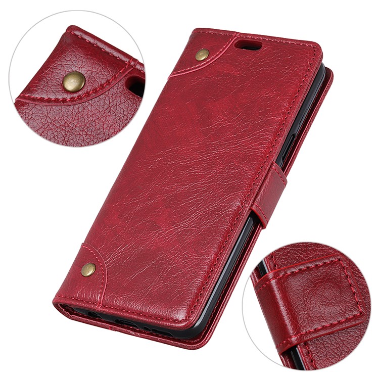 Retro Style Leather Wallet Stand Mobile Case for Xiaomi Redmi Note 6 Pro - Red-3