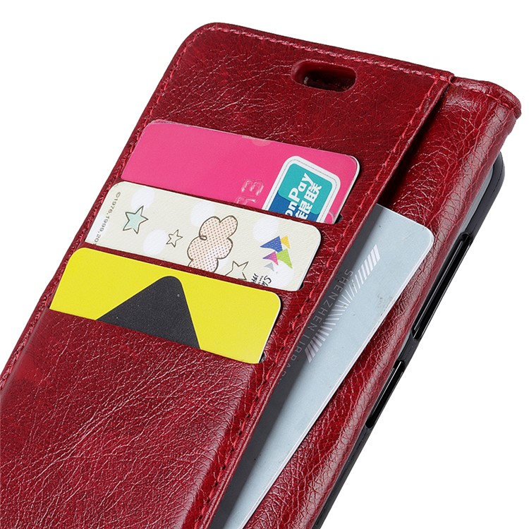 Retro Style Leather Wallet Stand Mobile Case for Xiaomi Redmi Note 6 Pro - Red-6