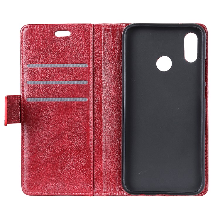 Retro Style Leather Wallet Stand Mobile Case for Xiaomi Redmi Note 6 Pro - Red-8