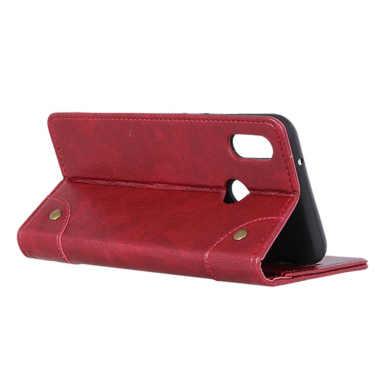 Retro Style Leather Wallet Stand Mobile Case for Xiaomi Redmi Note 6 Pro - Red-9