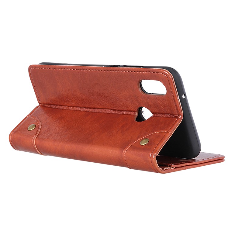 Retro Style Leather Wallet Stand Cellphone Case for Xiaomi Redmi Note 6 Pro - Brown-7
