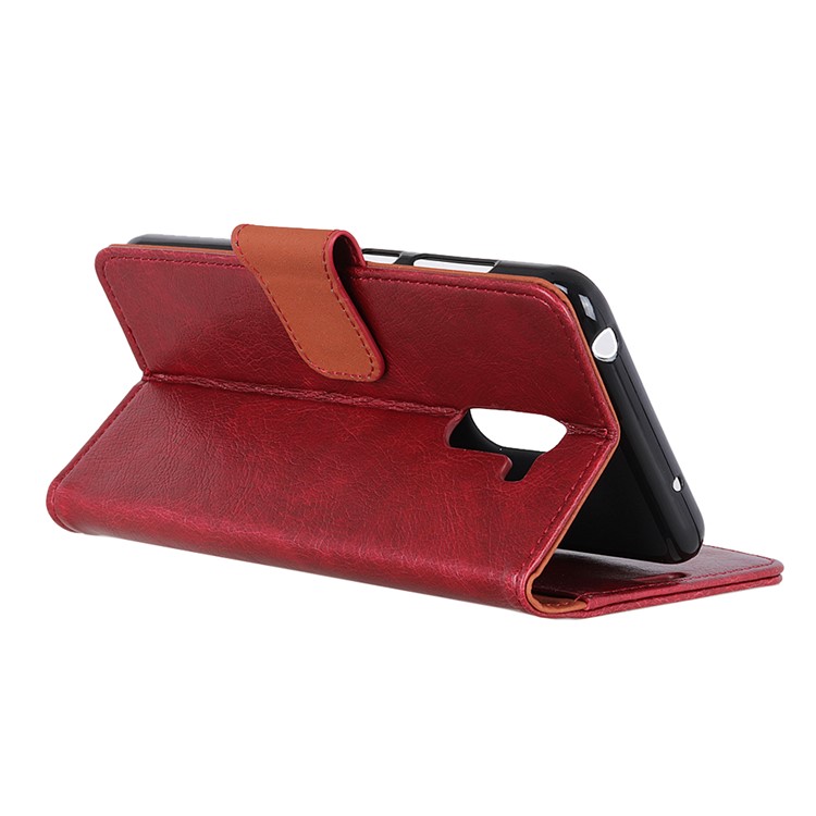 Textured Split Leather Wallet Phone Cover with Stand for Xiaomi Pocophone F1 / Poco F1 (India) - Red-5