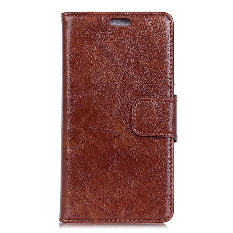 Textured Split Leather Wallet Stand Phone Casing for Xiaomi Pocophone F1 / Poco F1 (India) - Brown-2
