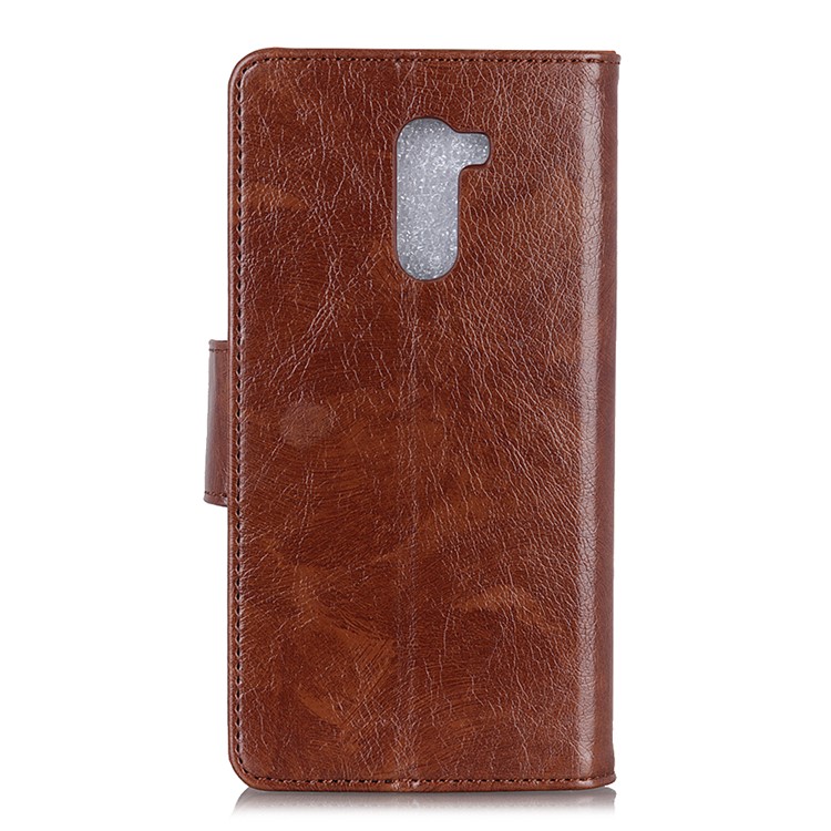 Textured Split Leather Wallet Stand Phone Casing for Xiaomi Pocophone F1 / Poco F1 (India) - Brown-4
