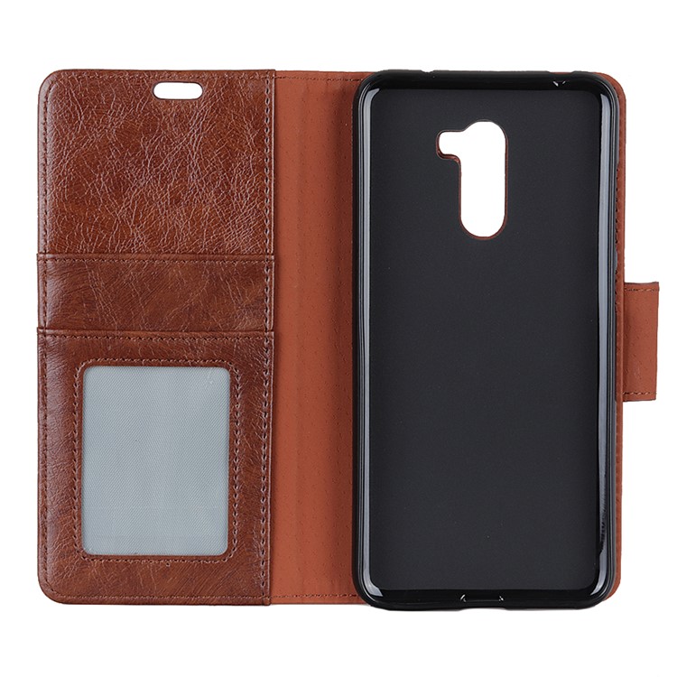 Textured Split Leather Wallet Stand Phone Casing for Xiaomi Pocophone F1 / Poco F1 (India) - Brown-5