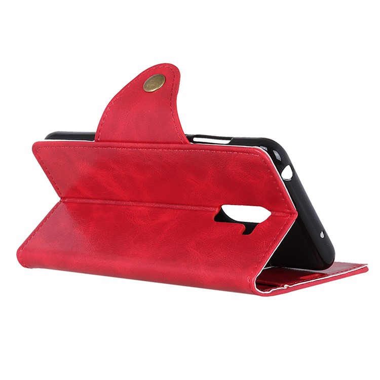 For Xiaomi Pocophone F1 / Poco F1 (India) Textured PU Leather Wallet Magnetic Shell Case - Red-5