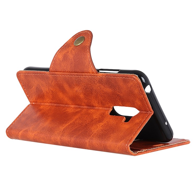 For Xiaomi Pocophone F1 / Poco F1 (India) Textured PU Leather Wallet Protective Phone Case - Orange-5