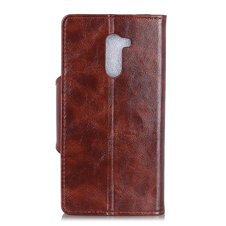 For Xiaomi Pocophone F1 / Poco F1 (India) Textured PU Leather Case Wallet Stand Phone Cover - Coffee-3