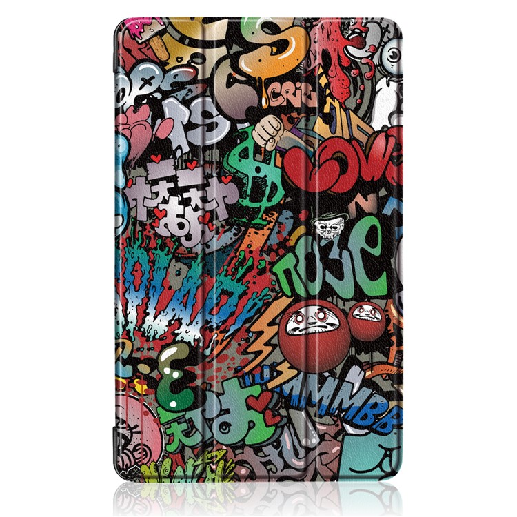 Pattern Printing Tri-fold Stand Leather Smart Cover for Xiaomi Mi Pad 4 Plus - Graffiti Pattern-2