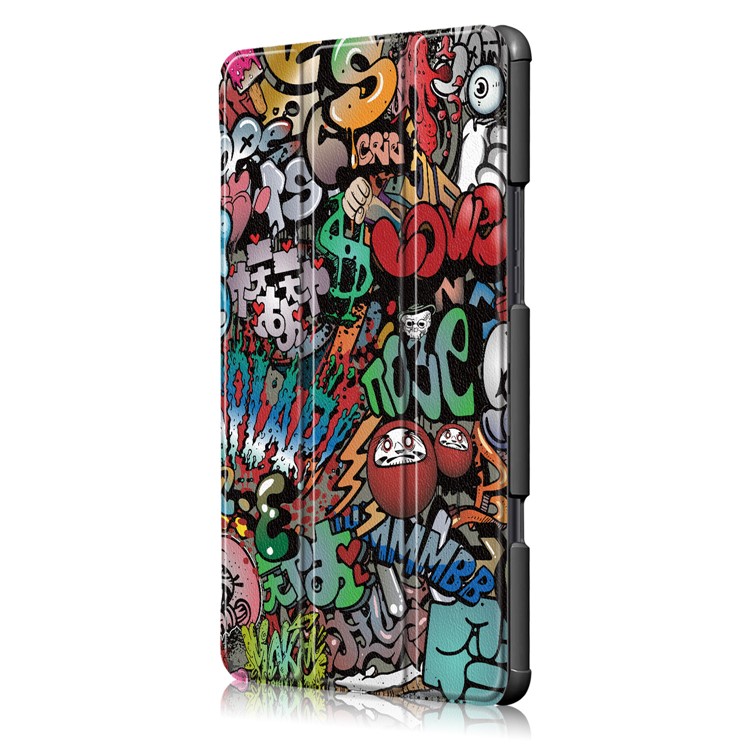 Pattern Printing Tri-fold Stand Leather Smart Cover for Xiaomi Mi Pad 4 Plus - Graffiti Pattern-4