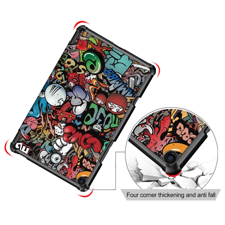 Pattern Printing Tri-fold Stand Leather Smart Cover for Xiaomi Mi Pad 4 Plus - Graffiti Pattern-5