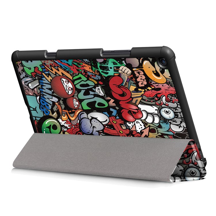 Pattern Printing Tri-fold Stand Leather Smart Cover for Xiaomi Mi Pad 4 Plus - Graffiti Pattern-7