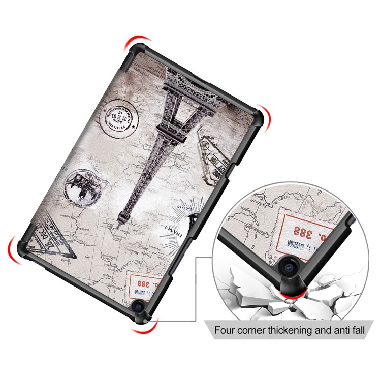 Tri-fold Stand Patterned PU Leather Smart Case for Xiaomi Mi Pad 4 Plus - Eiffel Tower and Map-5