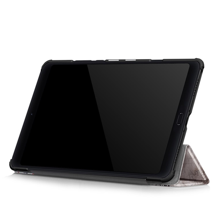 Tri-fold Stand Patterned PU Leather Smart Case for Xiaomi Mi Pad 4 Plus - Eiffel Tower and Map-6