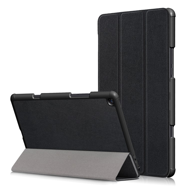 Tri-fold Stand PU Leather Auto Wake/Sleep Case for Xiaomi Mi Pad 4 Plus - Black-1