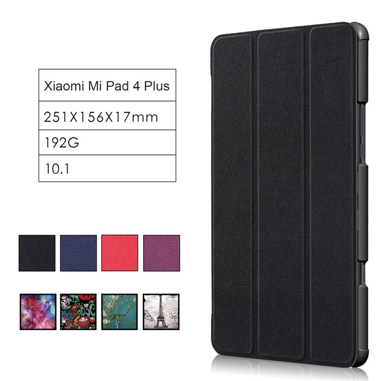 Tri-fold Stand PU Leather Auto Wake/Sleep Case for Xiaomi Mi Pad 4 Plus - Black-12