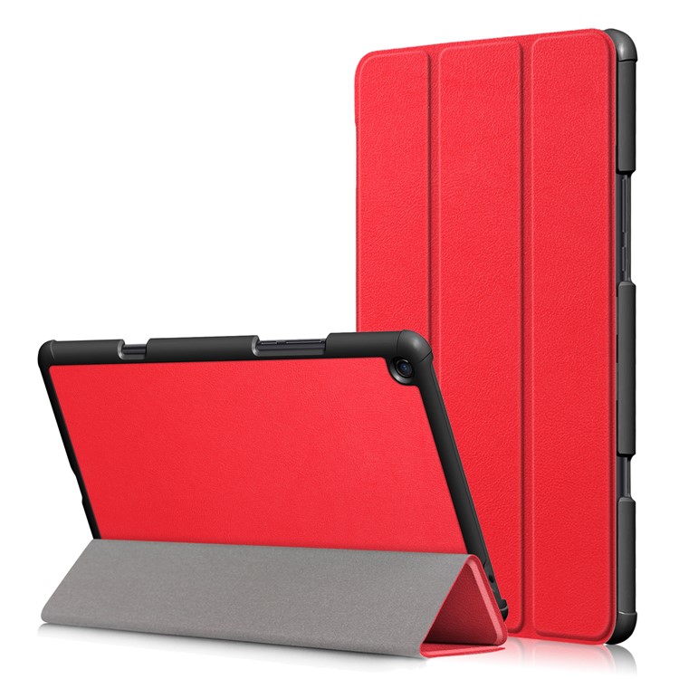 Tri-fold Stand PU Leather Auto Wake/Sleep Cover for Xiaomi Mi Pad 4 Plus - Red-1