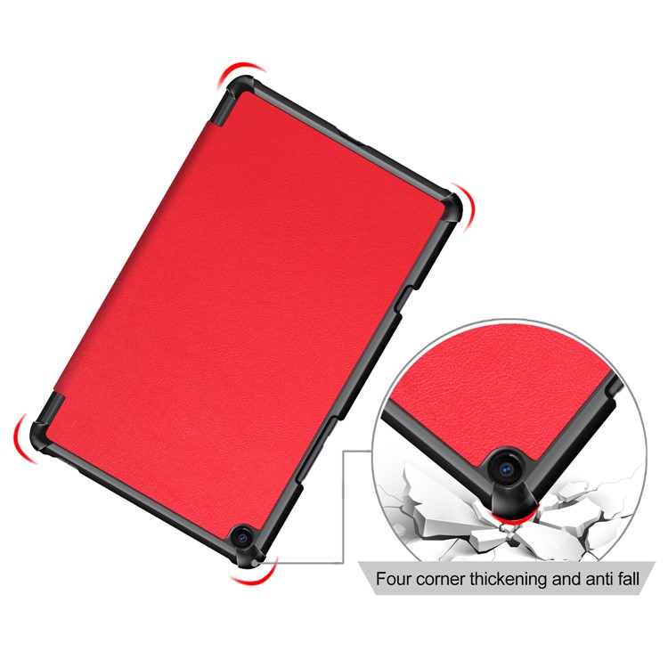 Tri-fold Stand PU Leather Auto Wake/Sleep Cover for Xiaomi Mi Pad 4 Plus - Red-5