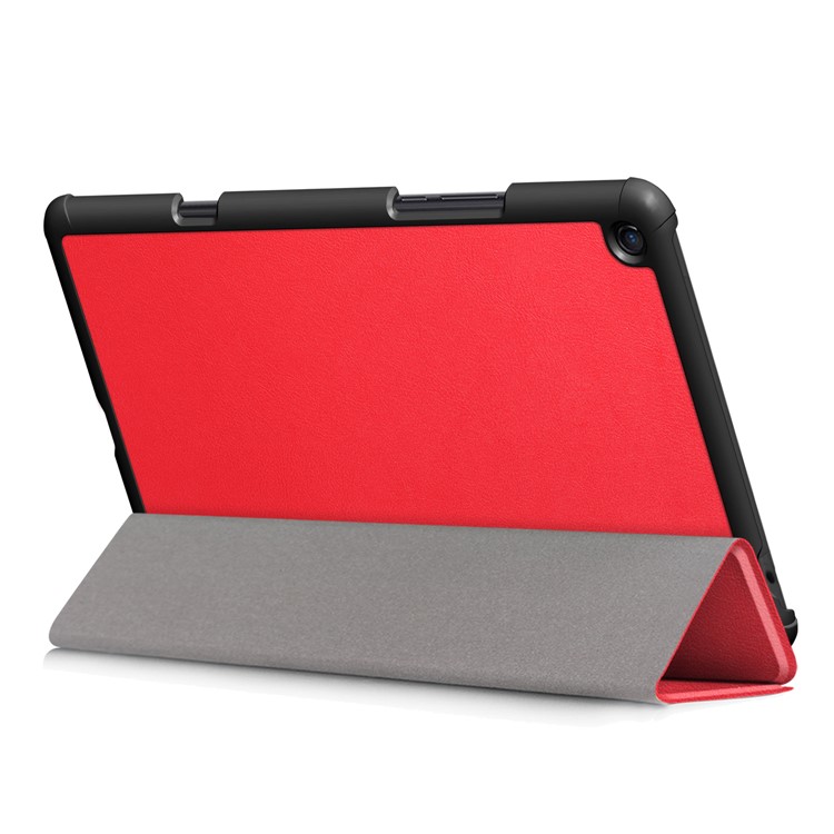 Tri-fold Stand PU Leather Auto Wake/Sleep Cover for Xiaomi Mi Pad 4 Plus - Red-7