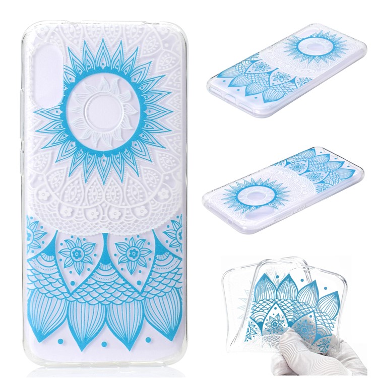 Pattern Printing Soft TPU Phone Case for Xiaomi Redmi Note 6 - Blue Mandala-1