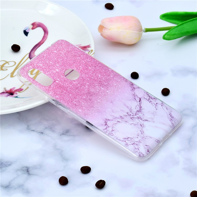 Pattern Printing Soft TPU Phone Cover for Xiaomi Redmi Note 6 Pro - Pink Glitter and Marble-6