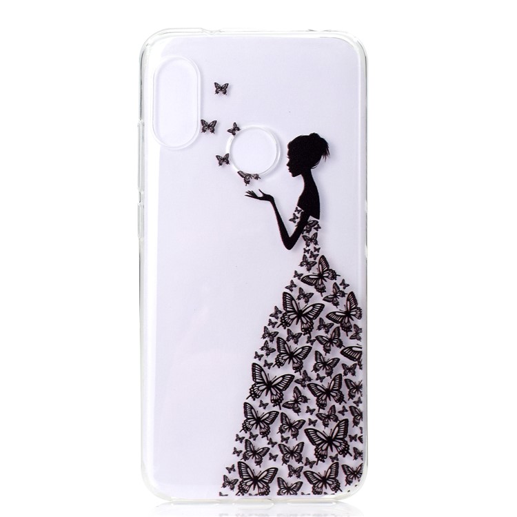 Pattern Printing Soft TPU Phone Shell for Xiaomi Redmi Note 6 Pro - Butterfly Girl-2