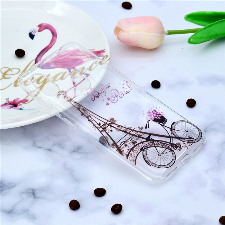 Vivid Pattern Printing Soft Slim TPU Phone Case for Xiaomi Redmi Note 6 Pro - Eiffel Tower and Bicycle-6