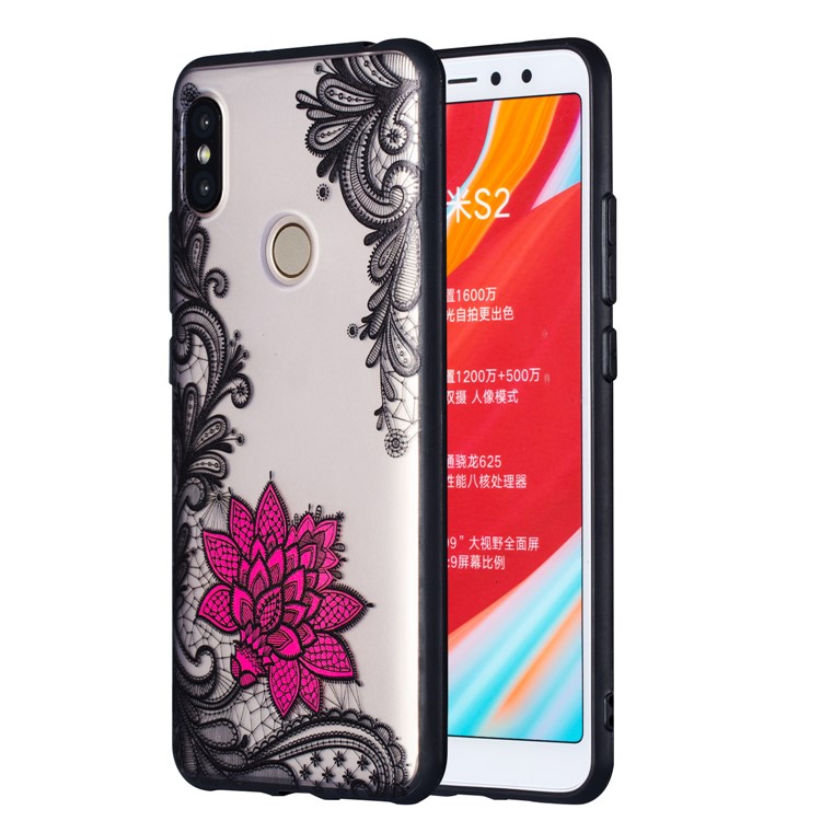 Embossed Flower Pattern TPU + PC Combo Mobile Phone Case for Xiaomi Redmi S2 / Redmi Y2 - Small Red Flower-2