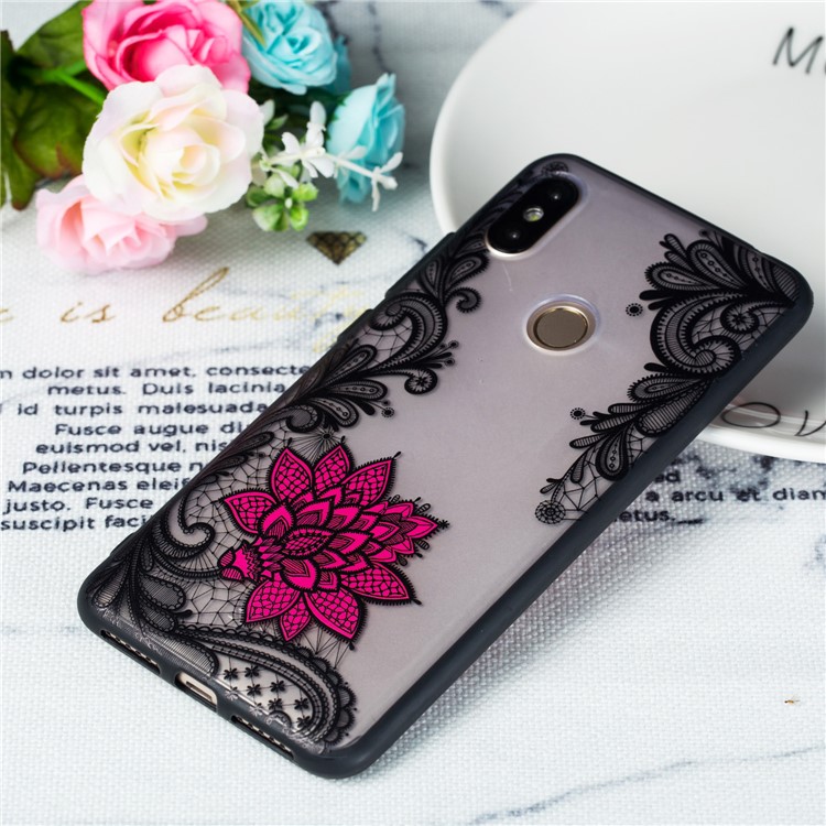 Embossed Flower Pattern TPU + PC Combo Mobile Phone Case for Xiaomi Redmi S2 / Redmi Y2 - Small Red Flower-3
