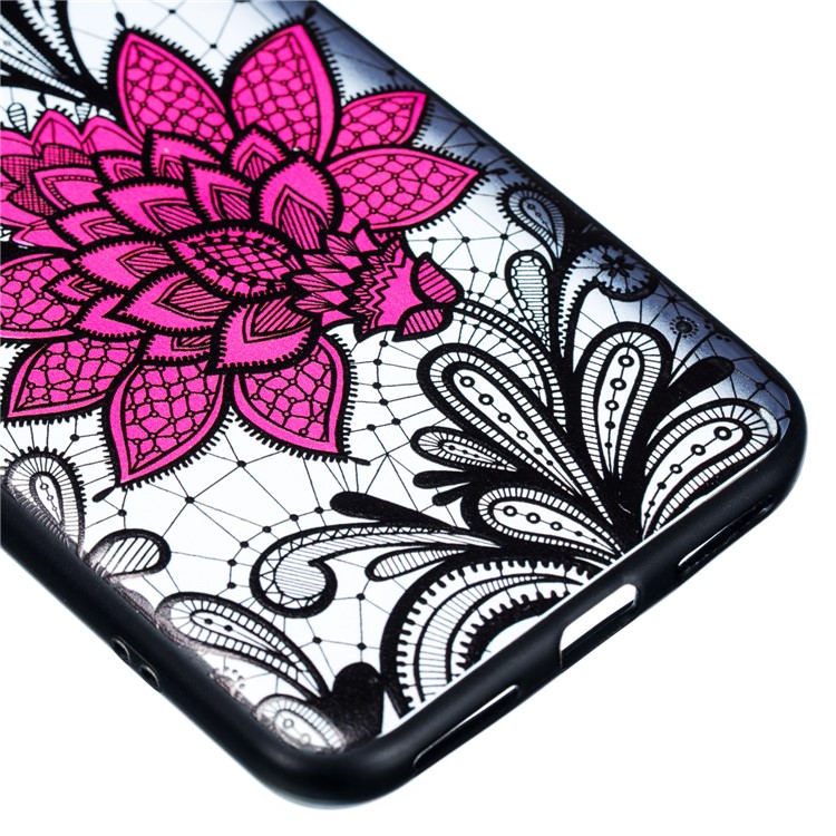 Embossed Flower Pattern TPU + PC Combo Mobile Phone Case for Xiaomi Mi A2 Lite / Redmi 6 Pro - Big Red Flower-3