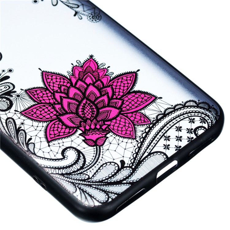 Embossed Flower Pattern TPU + Plastic Hybrid Cell Phone Cover for Xiaomi Mi A2 Lite / Redmi 6 Pro - Small Red Flower-3
