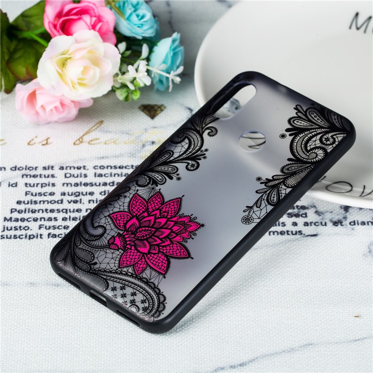 Embossed Flower Pattern TPU + Plastic Hybrid Cell Phone Cover for Xiaomi Mi A2 Lite / Redmi 6 Pro - Small Red Flower-4