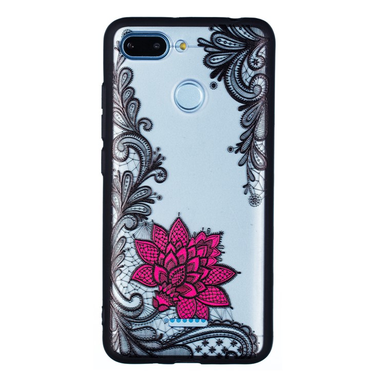 Embossed Flower Pattern TPU + PC Combo Mobile Phone Case for Xiaomi Redmi 6 - Small Red Flower-1