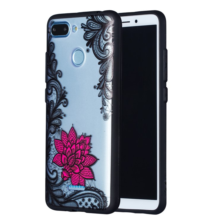 Embossed Flower Pattern TPU + PC Combo Mobile Phone Case for Xiaomi Redmi 6 - Small Red Flower-2