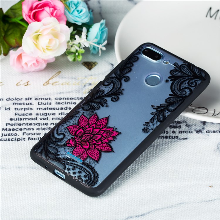 Embossed Flower Pattern TPU + PC Combo Mobile Phone Case for Xiaomi Redmi 6 - Small Red Flower-4
