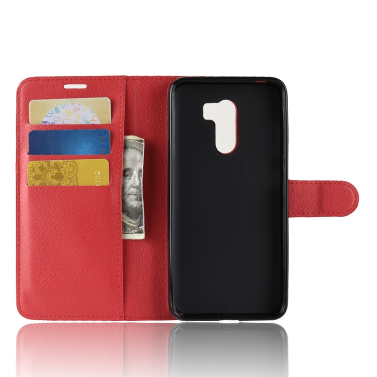 For Xiaomi Pocophone F1 / Poco F1 (India) Shell Litchi Grain Leather Case (Stand and Wallet) - Red-3