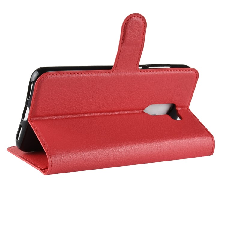 For Xiaomi Pocophone F1 / Poco F1 (India) Shell Litchi Grain Leather Case (Stand and Wallet) - Red-5